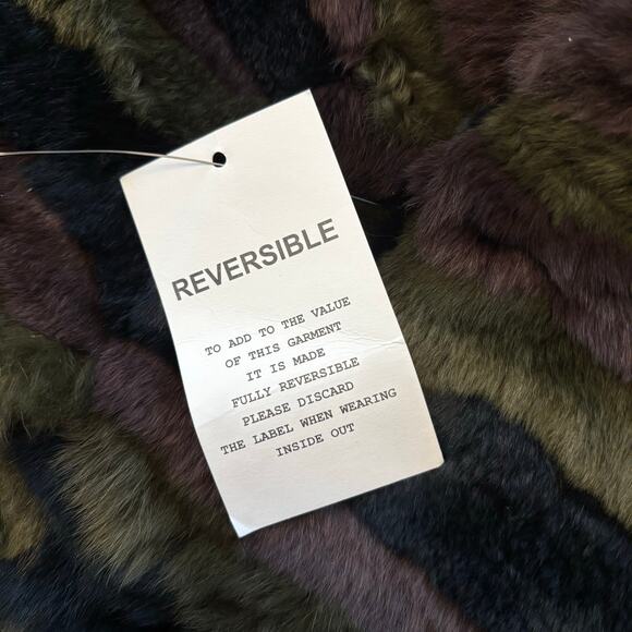 NEW Metric Knits Fur Collection Reversible Rabbit Fur Vest Loden Camo 11951RFV - Picture 5 of 10